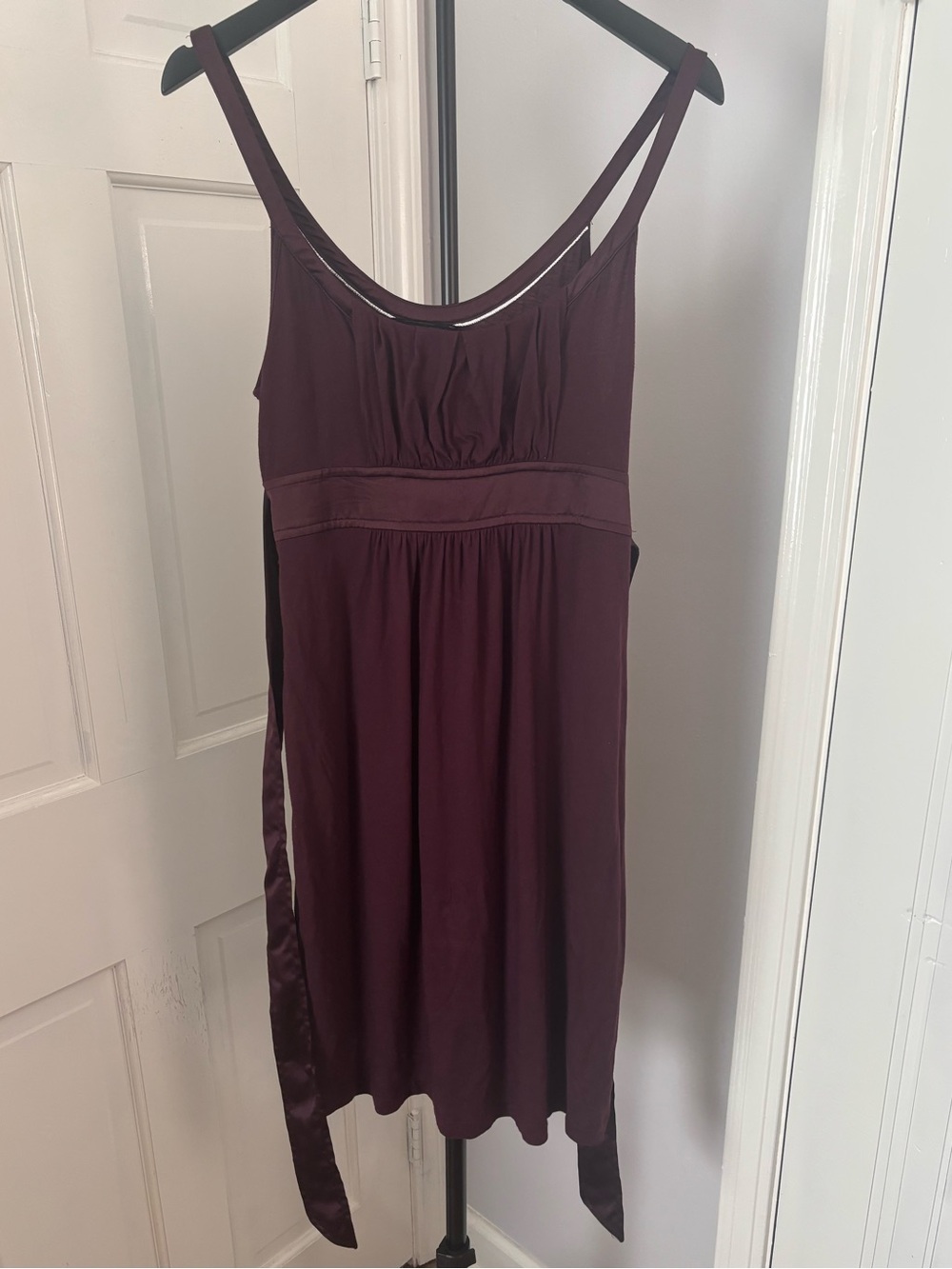 Small Vintage Y2K American Eagle Wine Red Sleeveless Baby Doll Dress With Sash